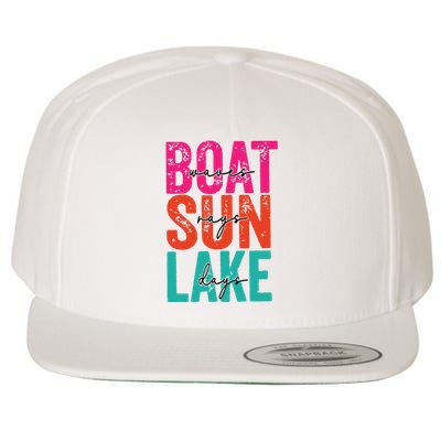 Boat Waves Sun Rays Lake Days Wool Snapback Cap