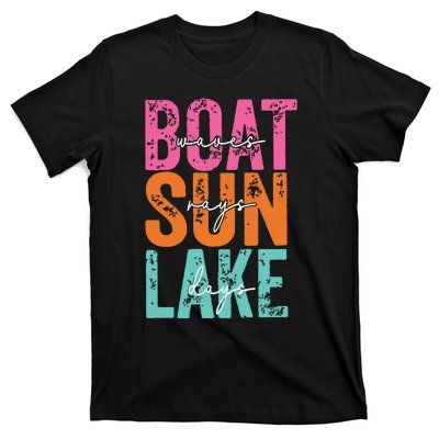 Boat Waves Sun Rays Lake Days T-Shirt