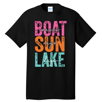 Boat Waves Sun Rays Lake Days Tall T-Shirt