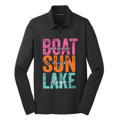 Boat Waves Sun Rays Lake Days Silk Touch Performance Long Sleeve Polo