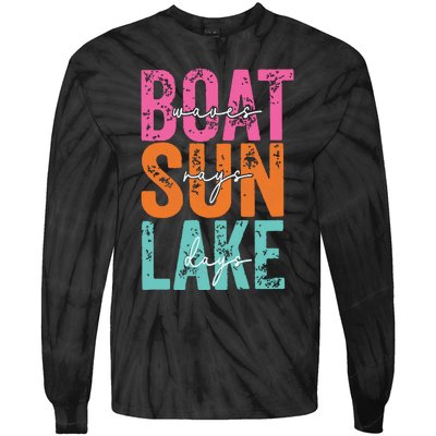 Boat Waves Sun Rays Lake Days Tie-Dye Long Sleeve Shirt