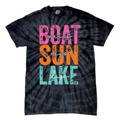 Boat Waves Sun Rays Lake Days Tie-Dye T-Shirt