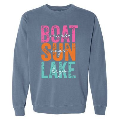 Boat Waves Sun Rays Lake Days Garment-Dyed Sweatshirt