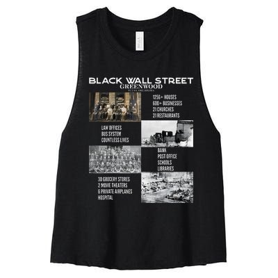 Black Wall Street African American Black History And Legacy Women's Racerback Cropped Tank