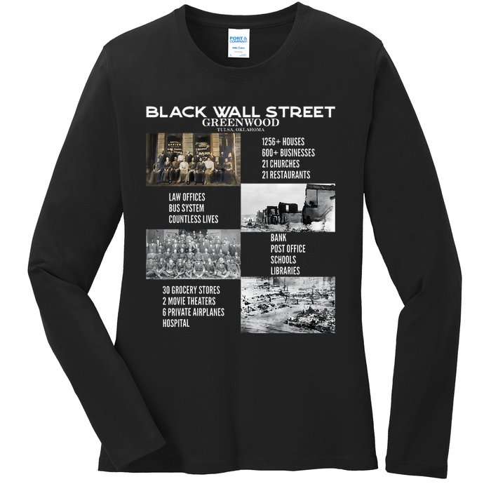 Black Wall Street African American Black History And Legacy Ladies Long Sleeve Shirt