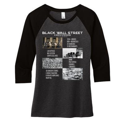 Black Wall Street African American Black History And Legacy Women's Tri-Blend 3/4-Sleeve Raglan Shirt