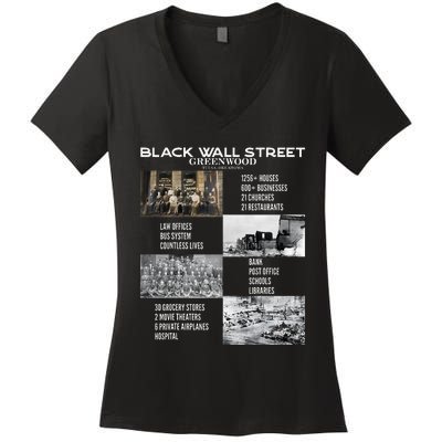 Black Wall Street African American Black History And Legacy Women's V-Neck T-Shirt