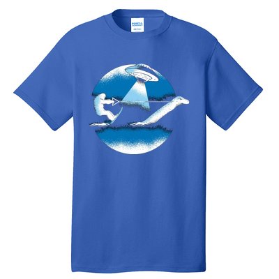 Bigfoot Water Skiing With Loch Ness Monster Ufo Funny Gift Tall T-Shirt