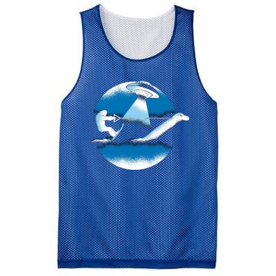 Bigfoot Water Skiing With Loch Ness Monster Ufo Funny Gift Mesh Reversible Basketball Jersey Tank