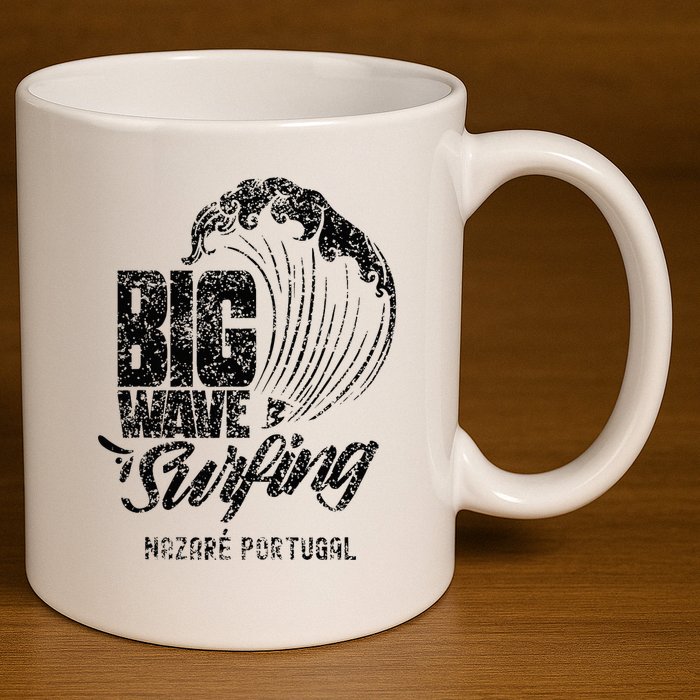Big Wave Surfing Nazaré Portugal Surfer Surf 11oz C Handle Ceramic Mug