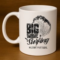 Big Wave Surfing Nazaré Portugal Surfer Surf 11oz C Handle Ceramic Mug
