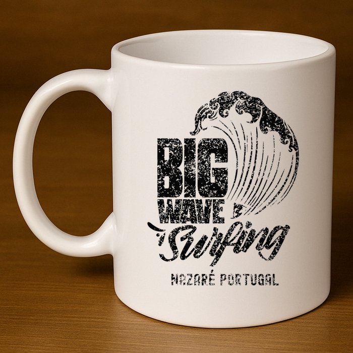 Big Wave Surfing Nazaré Portugal Surfer Surf 11oz C Handle Ceramic Mug
