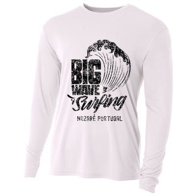 Big Wave Surfing Nazaré Portugal Surfer Surf Cooling Performance Long Sleeve Crew