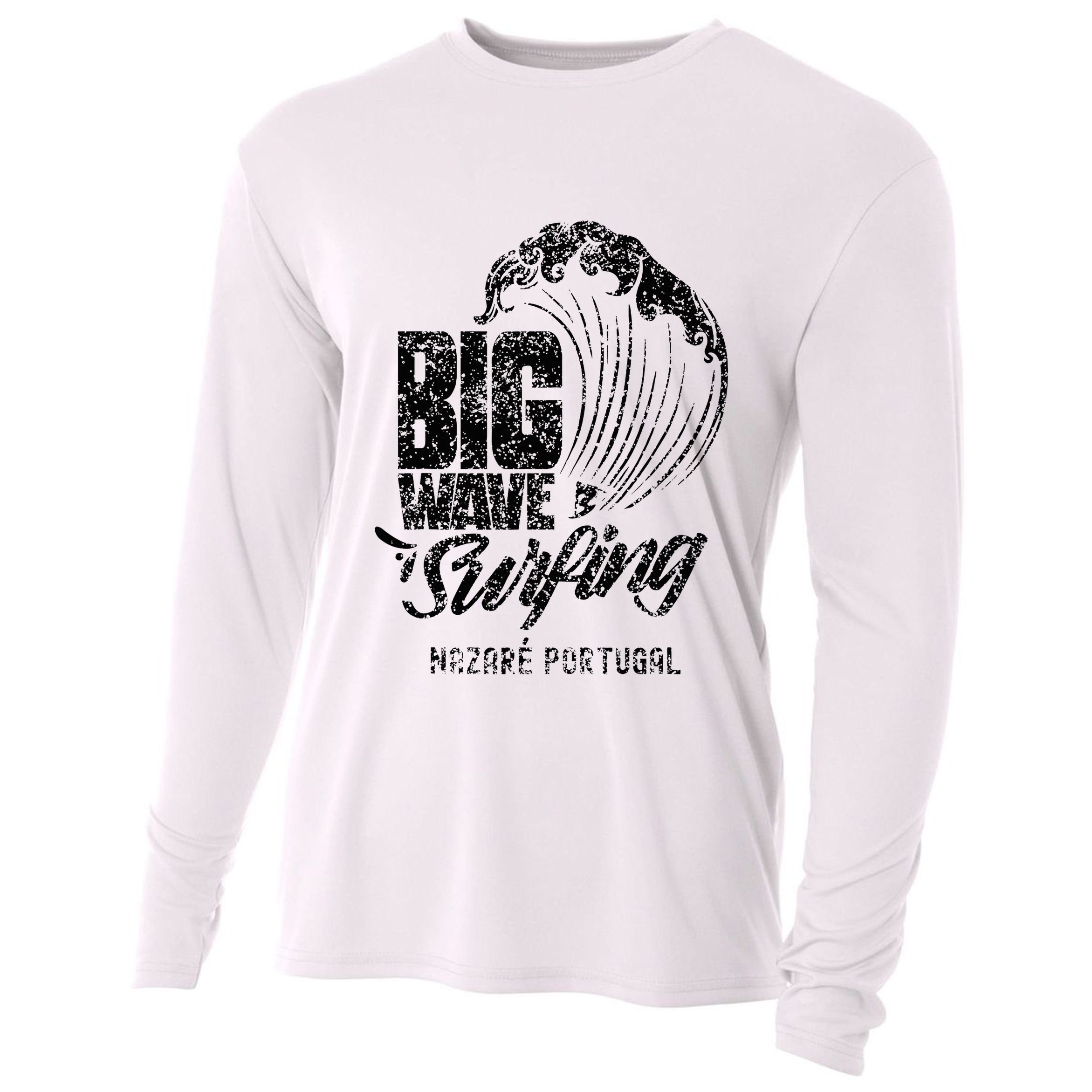Big Wave Surfing Nazaré Portugal Surfer Surf Cooling Performance Long Sleeve Crew