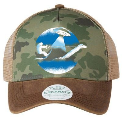 Bigfoot Water Skiing On Loch Ness Monster Alien Space Ship Gift Legacy Tie Dye Trucker Hat