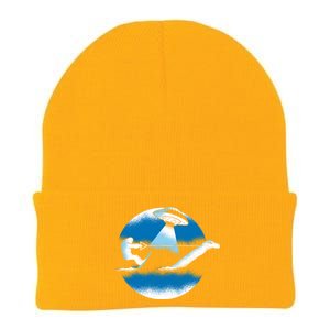 Bigfoot Water Skiing On Loch Ness Monster Alien Space Ship Gift Knit Cap Winter Beanie