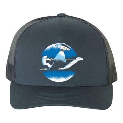 Bigfoot Water Skiing On Loch Ness Monster Alien Space Ship Gift Yupoong Adult 5-Panel Trucker Hat