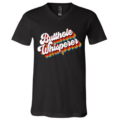 Butthole Whisperer Sarcastic Jokes Retro V-Neck T-Shirt