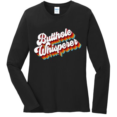 Butthole Whisperer Sarcastic Jokes Retro Ladies Long Sleeve Shirt