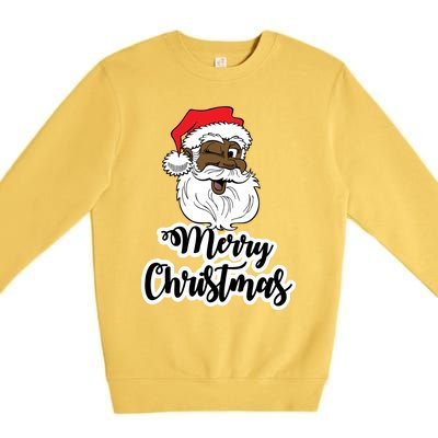 Black Winking Santa Merry Christmas African American Santa Great Gift Premium Crewneck Sweatshirt