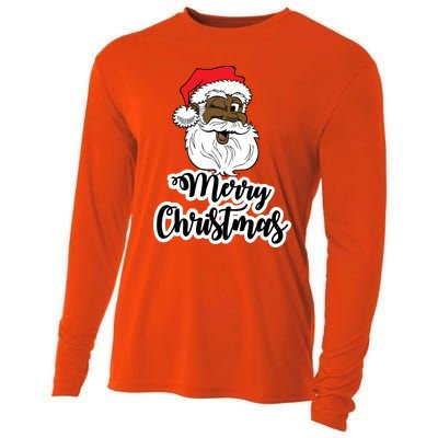 Black Winking Santa Merry Christmas African American Santa Great Gift Cooling Performance Long Sleeve Crew