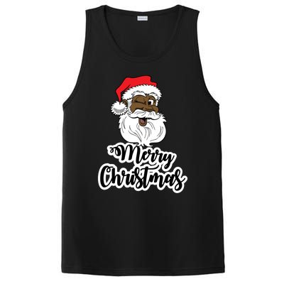 Black Winking Santa Merry Christmas African American Santa Great Gift PosiCharge Competitor Tank