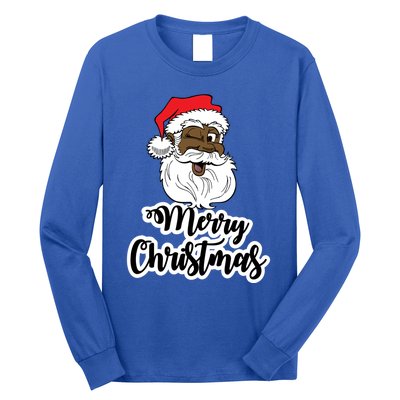 Black Winking Santa Merry Christmas African American Santa Great Gift Long Sleeve Shirt