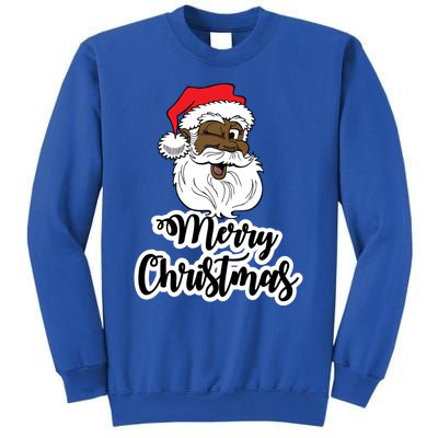 Black Winking Santa Merry Christmas African American Santa Great Gift Sweatshirt