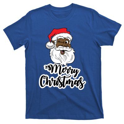 Black Winking Santa Merry Christmas African American Santa Great Gift T-Shirt