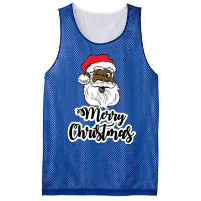 Black Winking Santa Merry Christmas African American Santa Great Gift Mesh Reversible Basketball Jersey Tank