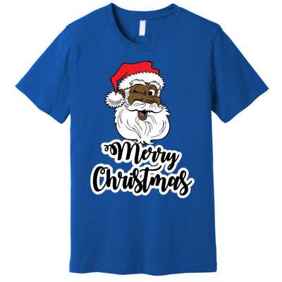 Black Winking Santa Merry Christmas African American Santa Great Gift Premium T-Shirt