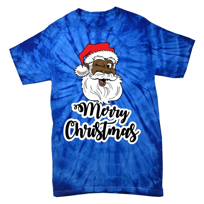 Black Winking Santa Merry Christmas African American Santa Great Gift Tie-Dye T-Shirt