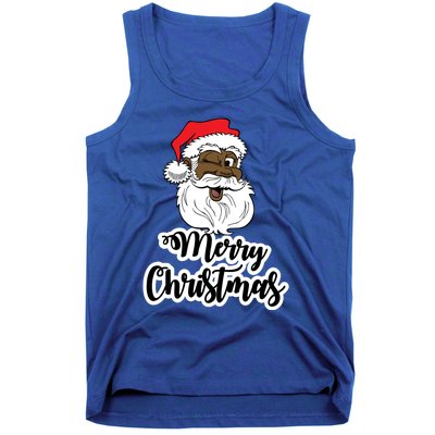 Black Winking Santa Merry Christmas African American Santa Great Gift Tank Top