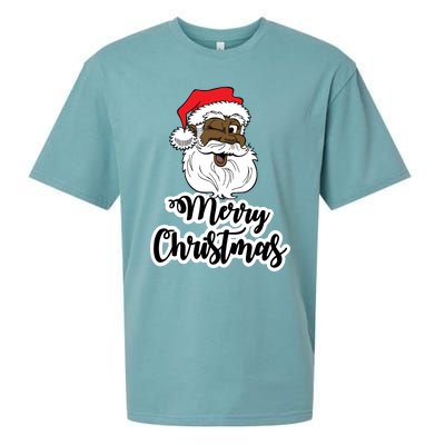 Black Winking Santa Merry Christmas African American Santa Great Gift Sueded Cloud Jersey T-Shirt