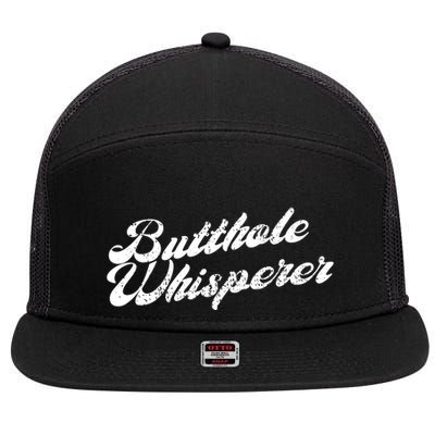 Butthole Whisperer Sarcastic Jokes Retro Funny 7 Panel Mesh Trucker Snapback Hat