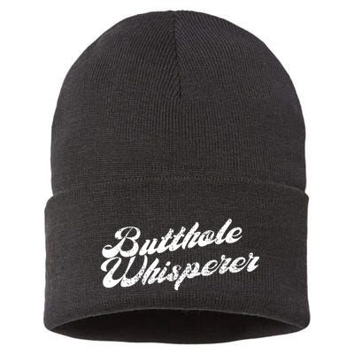 Butthole Whisperer Sarcastic Jokes Retro Funny Sustainable Knit Beanie