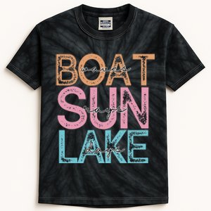 Boat Waves Sun Rays Lake Days Summer Fun Kids Tie-Dye T-Shirt