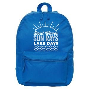 Boat Waves Sun Rays Lake Day Funny Outdoor Lover Gift 16 in Basic Backpack