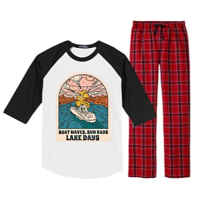 Boat Waves Sun Rays Lake Days Meaningful Gift Raglan Sleeve Pajama Set