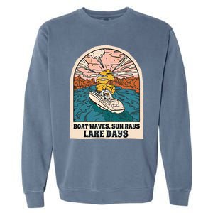 Boat Waves Sun Rays Lake Days Meaningful Gift Garment-Dyed Sweatshirt