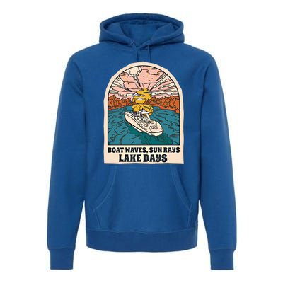 Boat Waves Sun Rays Lake Days Meaningful Gift Premium Hoodie