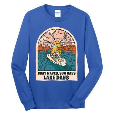 Boat Waves Sun Rays Lake Days Meaningful Gift Tall Long Sleeve T-Shirt