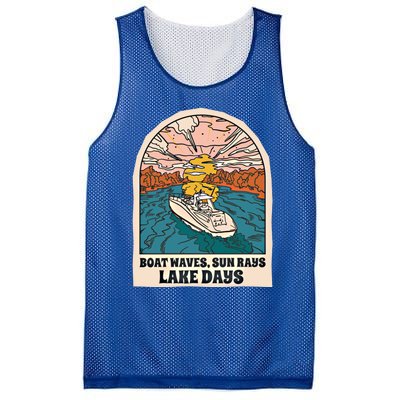 Boat Waves Sun Rays Lake Days Meaningful Gift Mesh Reversible Basketball Jersey Tank