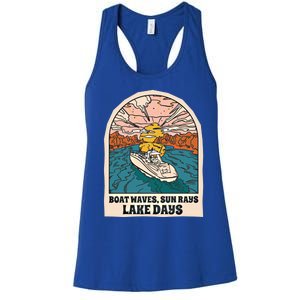 Boat Waves Sun Rays Lake Days Meaningful Gift Women's Racerback Tank