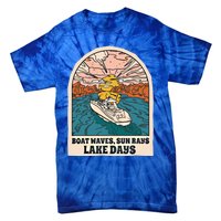 Boat Waves Sun Rays Lake Days Meaningful Gift Tie-Dye T-Shirt