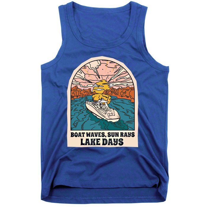 Boat Waves Sun Rays Lake Days Meaningful Gift Tank Top