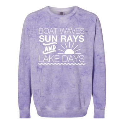 Boat Waves Sun Rays And Lake Days Gift Colorblast Crewneck Sweatshirt