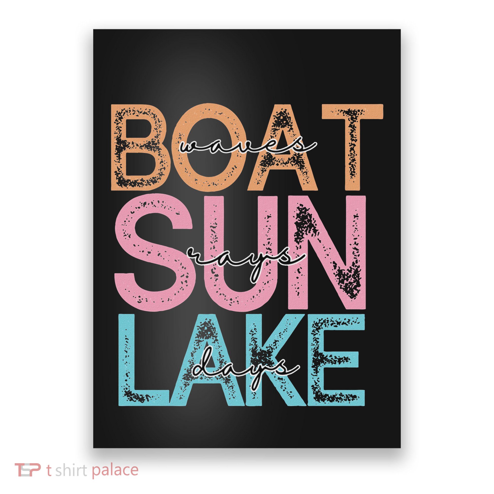 Boat Waves Sun Rays Lake Days Summer Fun Poster