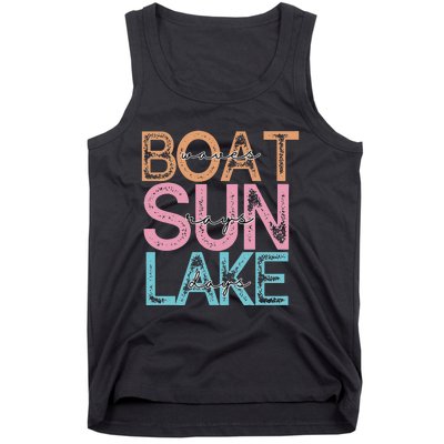 Boat Waves Sun Rays Lake Days Summer Fun Tank Top