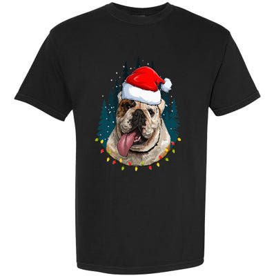 Bulldog Wearing Santa Hat Xmas Bulldog Lover Christmas Garment-Dyed Heavyweight T-Shirt